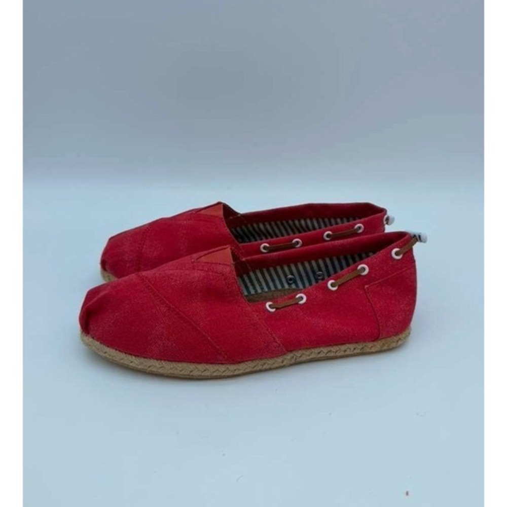 Slip-On Canvas Espadrille Shoes Lightweight Flat Women - Red - Size 37 US 6.5